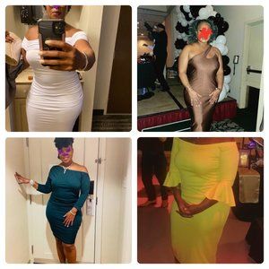 Lot of 4 dresses white, yellow, green and brown (take a look)